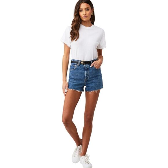 Levi's highest high rise shorts. Raw hem & button fly. Sustainably made size 28 - Picture 1 of 7